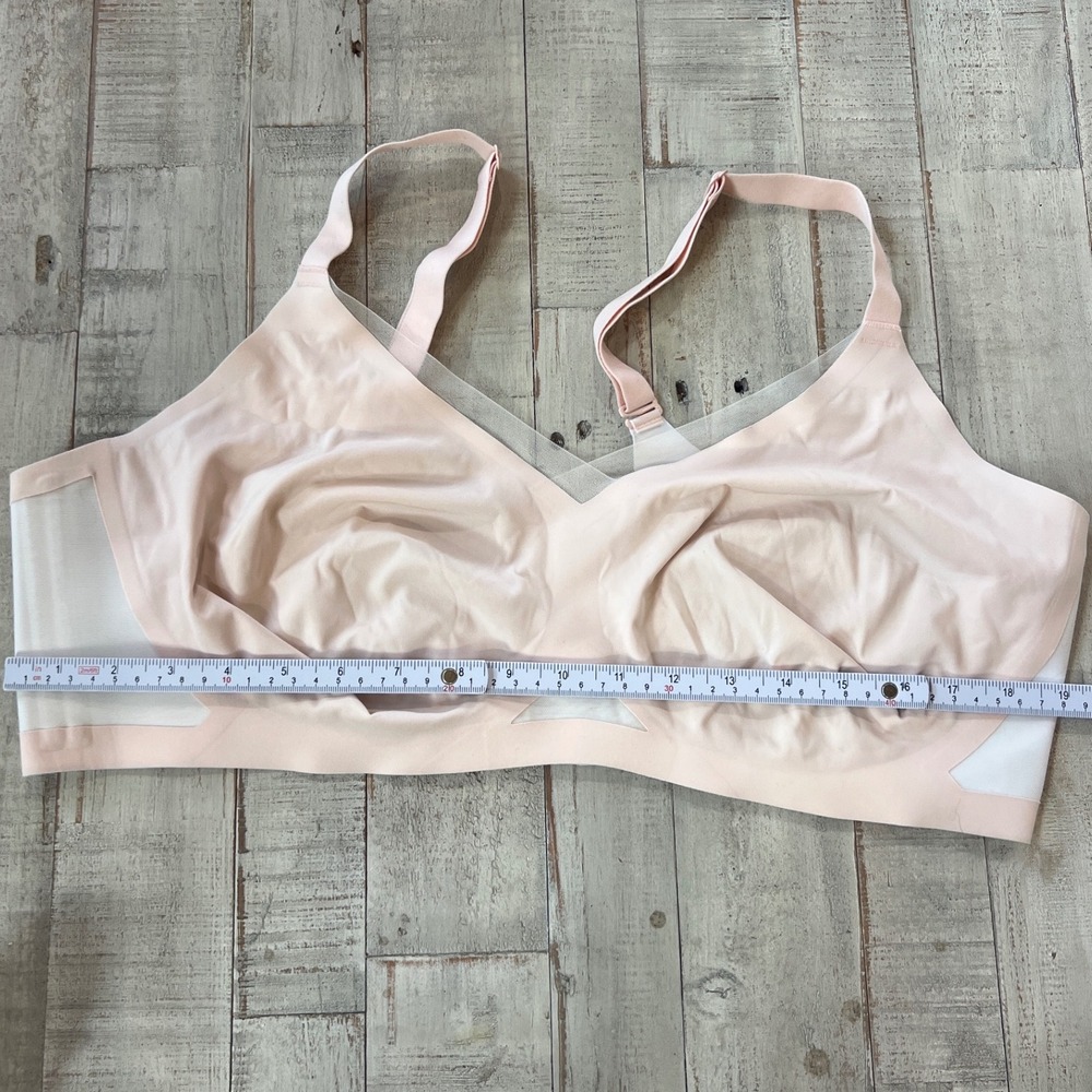 Honeylove Crossover Bra Blush Pink WireFree Bralette Mesh Trim Women 3X Lingerie